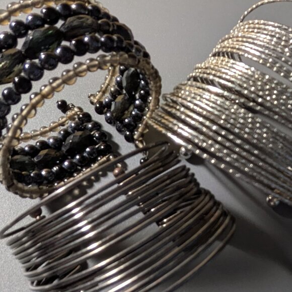 Multistrand Metal Cuff Bracelets Lot of 3 Costume Jewelry Pre Owned Great Cond - Picture 1 of 5